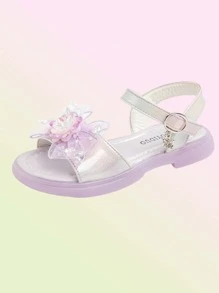 1 Pair Children Butterfly Rhinestone Decor Sparkly High Heel Sandals - Purple - View 8