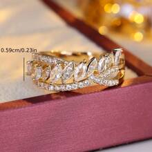 1pc Women's Elegant & Classy Fashionable Ring Inlaid With Synthetic Zirconia, Suitable For Daily Wear, Dates, Work, Versatile