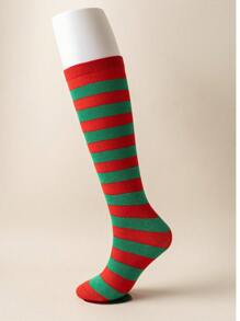 1双/包 女士日式条纹长筒袜 COSPLAY 动漫派对角色扮演条纹少女长筒袜，Y2K风格，舒适袜子