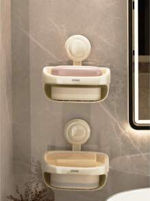 1 件双层壁挂式肥皂架，无需钻孔浴室肥皂盒，适用于浴室配件、肥皂盒、浴室存储和整理的储物收纳架 - 彩色 - 查看 6