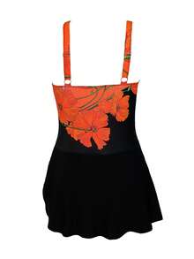 Costume da bagno intero con stampa floreale, spalline regolabili, modellante e snellente, adatto per vacanze in spiaggia