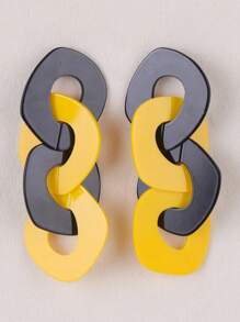 1 Cặp bông tai thiết kế phóng đại khối màu hình học cho phụ nữ - Đường khâu dài theo phong cách Châu Âu và Châu Mỹ, hình học màu tương phản - Xem 12