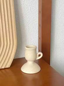 Cirelle 1pc Vintage Plain Ceramic Candlestick Holder, Ceramic Candle Aroma Diffuser Stand, Suitable For Home Decor, Photography Props, Living Room, Coffee Table, Kitchen Dining Table Candle Light Dinner, Holiday Decoration (Ceramic Candle Holder Only, Candles Not Included) Gifts Birthday Graduation