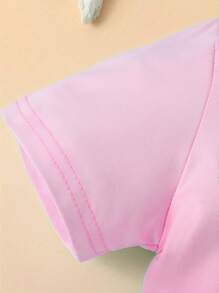 2pcs/Set Young Girl Casual Mermaid Sequin Print Short Sleeve Lightweight Knit Top And Flare Pants Set, Spring/Summer