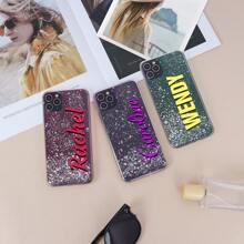 1PC Personalized Customized Name Drop Glue Textured Tpu Handmade Sparkling Phone Case Compatible With IPhone 11 12 13 14 15 Promax