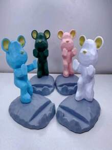 1 Pc Cartoon Bear-Shaped Mobile Phone Holder Decoration, Compatible With Smartphones And Tablets, Suitable For Desk, Bedside, Living Room, Study, Bedroom, Gift Gifts Birthday Graduation - Multicolor - View 11