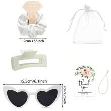 伴娘求婚礼品套装，包含方形弹性发夹和单身女郎心形眼镜，婚礼单身派对用品，情人节、母亲节、友情礼物 - 如圖 - 查看 2