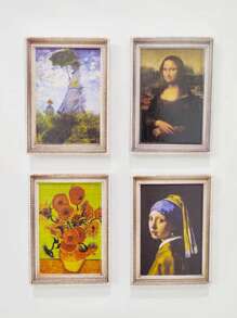 1 件世界名画迷你相框、梵高艺术系列冰箱贴、高端星空创意磁性相框复古 3D 装饰贴纸、旅行纪念品、最佳家居装饰贴纸礼物 - 彩色 - 查看 10