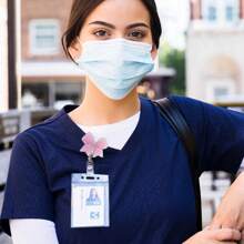 1pc Pink White Bow Retractable Badge Reel - Cute Alligator Clip ID Holder For Nurses, Teachers & Office Staff - Multicolor - View 10