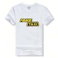 Fake Taxi T Shirt Faketaxy Fake Taxy Taxydriver Taxxy Illegal Driver T Shirt Casual Wear Short Sleeved Round NeckTee T Shirt - trắng - Xem 1