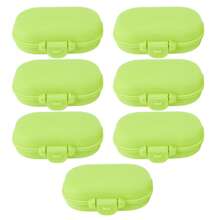 7 Pieces Medicine Case Portable Detachable Mini 4 Compartments Medicine Organizer For Travel Outdoor Green
