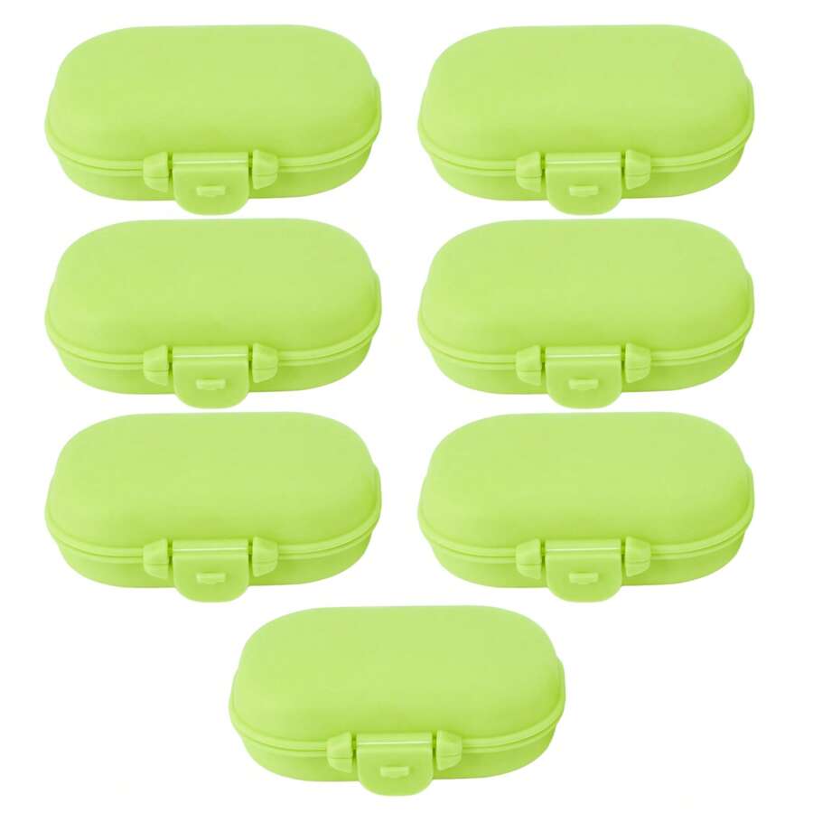 7 Pieces Medicine Case Portable Detachable Mini 4 Compartments Medicine Organizer For Travel Outdoor Green