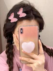 2pcs Pink Butterfly Hair Clips For Women Girls Solid Color Butterfly Embroider Alligator Clips Cute Sweet Butterfly Hair Clips Lovely Mini Butterfly Hair Clips Vacation Holiday Gifts Barrettes Women Hair Accessories