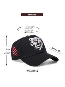 1 pièce Casquette de baseball à broderie de tigre pour hommes, chapeau de sport outdoor hip-hop, casquette de soleil décontractée de camionneur, taille réglable à bord incurvé, chapeau de soleil pour étudiant