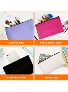 Bolsa con cremallera de lona en blanco y negro y caqui negro - Bolsa de cosméticos en blanco y negro, caqui negro, estuche para lápices, bolsa de almacenamiento pequeña para cosméticos y bricolaje, para artículos de tocador y papelería, almacenamiento de cables de datos, bolsa de lona multifuncional, bolsa escolar con graffiti pintado a mano, adecuada para el hogar, la escuela, los viajes y el almacenamiento diario