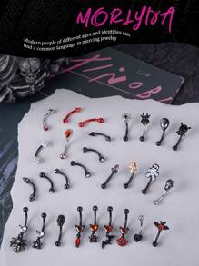1pc Gothic Punk Eyebrow Ring 16g Spider Bat Eyebrow Curved Barbell Cartilage Tragus Eyebrow Piercing Jewelry Mushroom Devil Labret Lip Jewelry Skull Eyebrow Lip Studs Cross Daith Tragus Rook Helix Earring Navel Small Belly Button Ring Alien Eyebrow Piercing Jewelry For Women Men Daily Party Vacation Wear Dating Party, For Summer Travel, Wedding, Party, Birthday, Daily Matching, Nice Gift For Friends