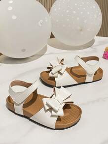 1 Pair Girls Flat Butterfly & Flower Pattern Casual Sandals, Suitable For Spring & Summer - White - View 2