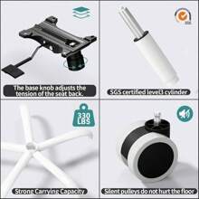 TRALT - Silla de Oficina ergonómica con Soporte Lumbar Ajustable, Silla de computadora de Malla, Silla ejecutiva para Oficina en casa, cómodo Soporte Lumbar (Blanco) - Beis - Ver 10