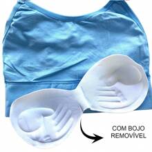 Kit 2 Top De Alcinha Academia Feminino Fitness Com Bojo Removível Liso - Bege - Visão 3