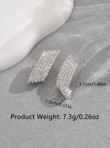 1 Pair Fashionable Geometric Cubic Zirconia 925 Sterling Silver Stud Earrings