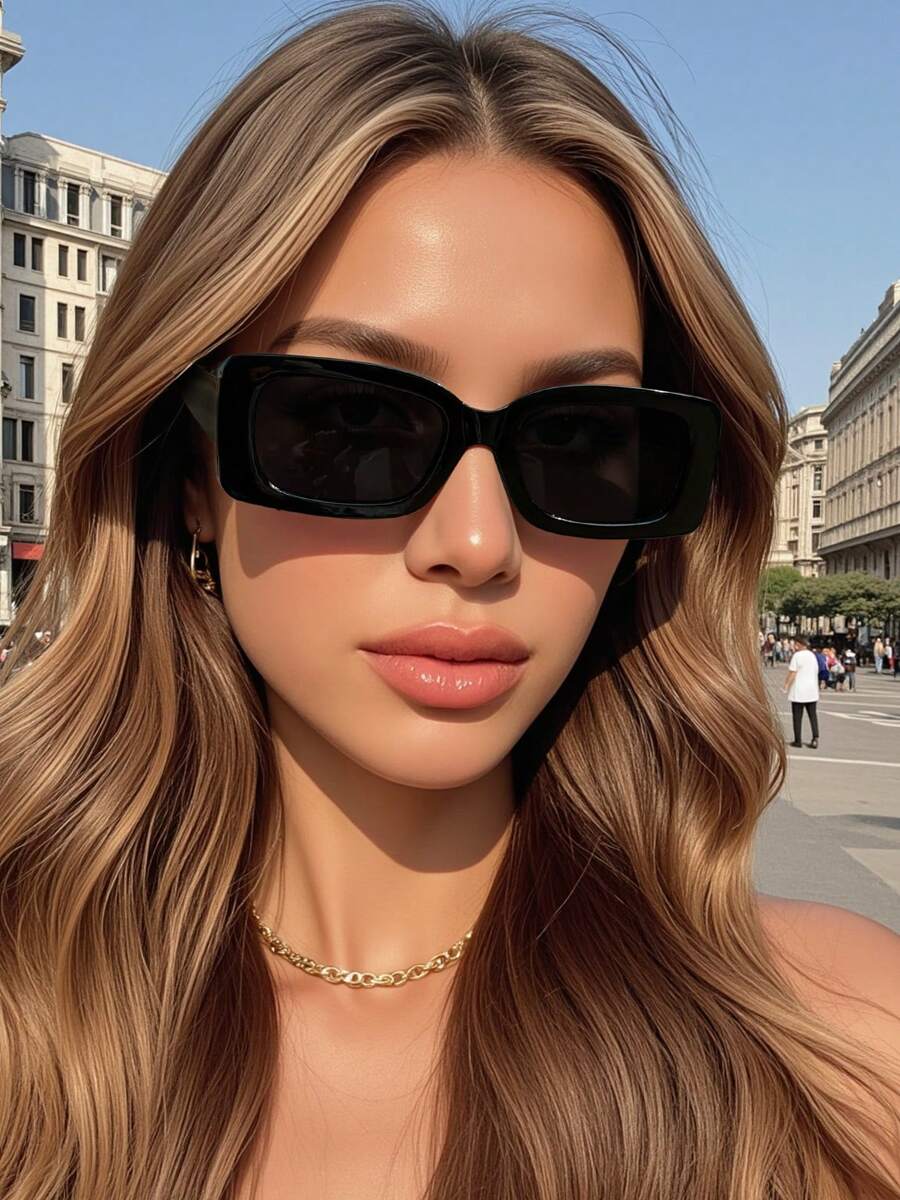 1 Pair Fashion Stylish Sunglasses - Suitable For Street Photography, Music Festivals, Tropical Beaches, Business Casual, Fishing, Sports, Beach, Travel, Festivals, Outdoors, Driving, Hiking, Party, Street Style Accessory, Outdoor Activities, UV Protection, Golf Fashionable Shade Elegant Outfit Family Outings Travel Vacation Holiday For Summer Beach Vacation,Outdoor,Travel - 彩色 - 查看 1