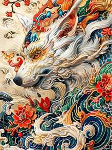 1 套时尚钻石画，带龙图案，圆形钻石，无框 - 彩色 - 查看 8