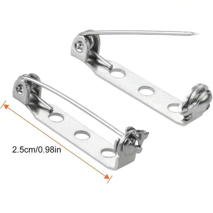 100pcs Metal Brooch Back Set, Silver Pin Bars With Clasp, For Badge, Jewelry Making And DIY Crafts, With Transparent Storage Bag - Gold - View 10