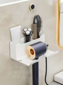 1 件壁挂式吹风机支架、储物架、免提吹风机挂架 - 浴室吹风机储物架 - 适合所有浴室类型 - 保持吹风机整洁且易于取用 - 送给房主的绝佳礼物