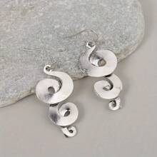 1 Pair Exaggerated Vintage Spiral Design Ladies Earrings - Antique Silver - View 5