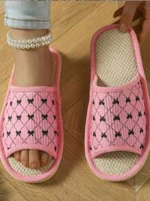 Fashion New Print Open-Toe Slippers, Slip-On Odor-Resistant Breathable Indoor & Outdoor Couples Shoes - Pink - View 3