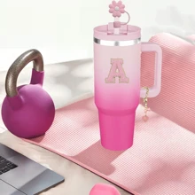 适用于 30 盎司和 40 盎司杯子的配件，包括一个带把手的粉色心形蝴蝶、吸管盖和配套的杯牌（26 个粉色字母 A-Z），母亲节礼物，返校用品 - 粉紅色蝴蝶 - 查看 4