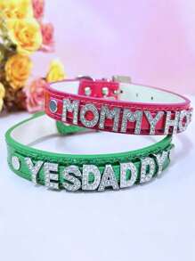 Custom Diamond Letters Choker Collar Necklace-Leather Adjustable-Custom Name Choker-Choker For Woman-Gift For Her - Multicolor - View 5