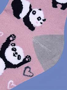 1 双男士粉色熊猫可爱舒适袜子，适合各种场合的百搭款式