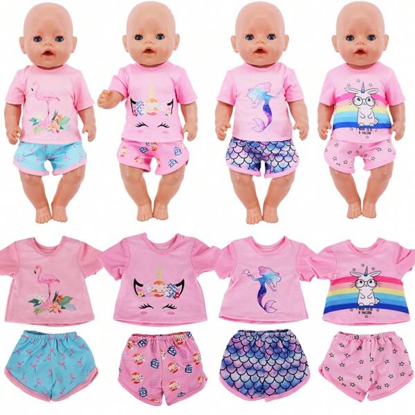 Set de 2 piezas (camisa y pantalones cortos) apto para muñecas bebé Reborn de 16 a 18 pulgadas, accesorio (la muñeca no está incluida)
