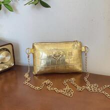 Torba na ramię ze skóry PU z haftowanym wzorem serca, mała kwadratowa torebka typu crossbody dla dziewcząt - A - Zobacz 10