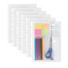 Eagle Binder Pocket, Binder Organizer, 6Pcs, 11 Holes Clear Binder Envelope With Snap Closure, Plastic Binder Folders For 2/3/4/11 Ring Binder Folder, Office Supplies, A4 Size,Back To School,School Supplies
