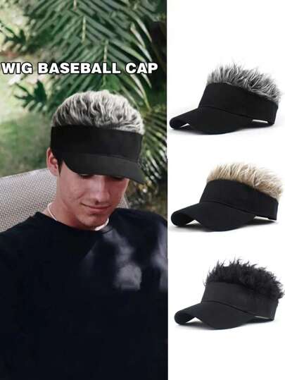 1 件装男士合成短发棒球帽尖刺假发帽假发可调节遮阳帽花式表演嘻哈头饰