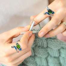 Adjustable Woven Crochet Tension Ring, Silver Color Crochet Ring, For Crochet Knitting, Finger Crochet Ring, Hand Weaving Supplies, Women Crochet Knitting Tools - Multicolor - View 6