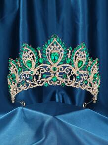 Tiaras de boda altas para novia, coronas de reina grandes con circonita cúbica de grado 5A, diadema de novia de princesa, gran corona de concurso para mujer, accesorio para el cabello con cristales plateados - Multicolor - Ver 8