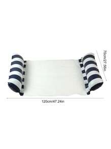 1 Piece Outdoor Fashion Inflatable With Net Two-Tube Straight Stripes Inflatable Hammock, Foldable Dual Purpose Backrest Floating Row, Summer Floating Lounger, Floating Bed Sofa, Water Recreation Lounger Floating Bed Pool Float - Multicolor - View 6