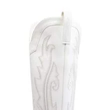 Womens Vintage Embroidered Western Boots Cowboy Knee High Boots Comfortable Pull On Side Zipper Chunky Heel Cowgirl  Retro Tall Boots - 白色 - 查看 7