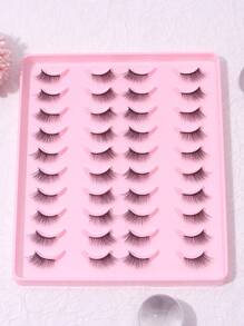 20 Pairs Cat Eye False Eyelashes 3D Fluffy Mink Effect - Mixed Lengths 5-7-10mm, Natural Wispy Lashes For Daily, Party, Extended Volume Black Stripes Half Lashes Set