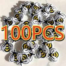 12 件白色大黄蜂刺绣熨烫补丁，适用于 DIY 缝纫和工艺品