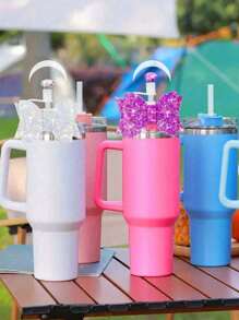 6 件/套可爱蝴蝶结和水钻可重复使用硅胶吸管帽、吸管顶盖，适合 20-40 盎司玻璃杯、饮料配件、派对桌面装饰，圣诞节、生日的绝佳礼物 - 彩色 - 查看 1