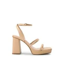 Women High Platform Heeled Sandals Fashionable Strappy Chunky Heel Open Toe Heeled Sandals Ankle Strap Square Toe Party Sandals Y2K Dress Shoes, - Beige - View 6