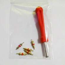 1 Head + 5pcs Zinc Alloy Valve Cores Tire Valve Stem Removal Tool Kit, Metal Structure, Suitable For Car, Motorcycle, Bicycle Tire Repair