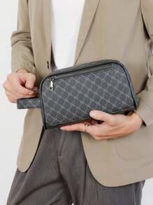 Men's PU Leather Printed Dopp Kit, Travel Shaving Set, Wrist Pouch, Anti-Theft Business Wallet, Clutch Wallet, Suitable For Teens, Casual Outdoor, Athletic, Vacation, Travel, Graduation Gifts, Birthday Dress Accessories - Multicolor - View 9