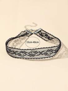1pc Fashionable Fabric & Lace Choker Necklace, Suitable For Daily Wear