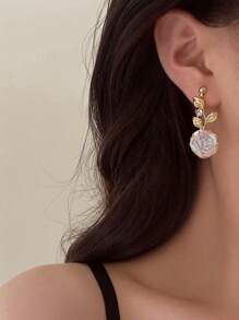 1 对金玫瑰形耳环，适合日常佩戴 - 金色 - 查看 4