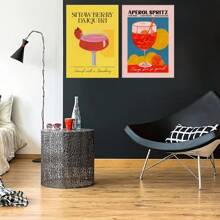 1 幅无框海报墙艺术复古卡通果汁海报和印刷饮料帆布画俱乐部酒吧商店家居装饰 - 彩色 - 查看 33